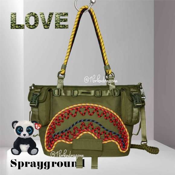 Sprayground Camo Military Limuted Edition Tote Olive Green Quilted Rope NWT RARE - Picture 15 of 15